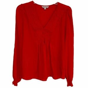 Nanette Lepore | Pleated Plackett Front Blouse Top Red Medium
